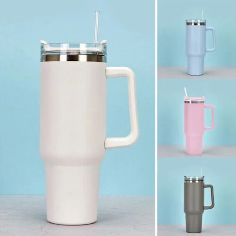 40oz Mug Tumbler With Handle Insulated Tumbler With Lids Straw Stainless Steel Coffee Tumbler Termos Cup With Brand Logo