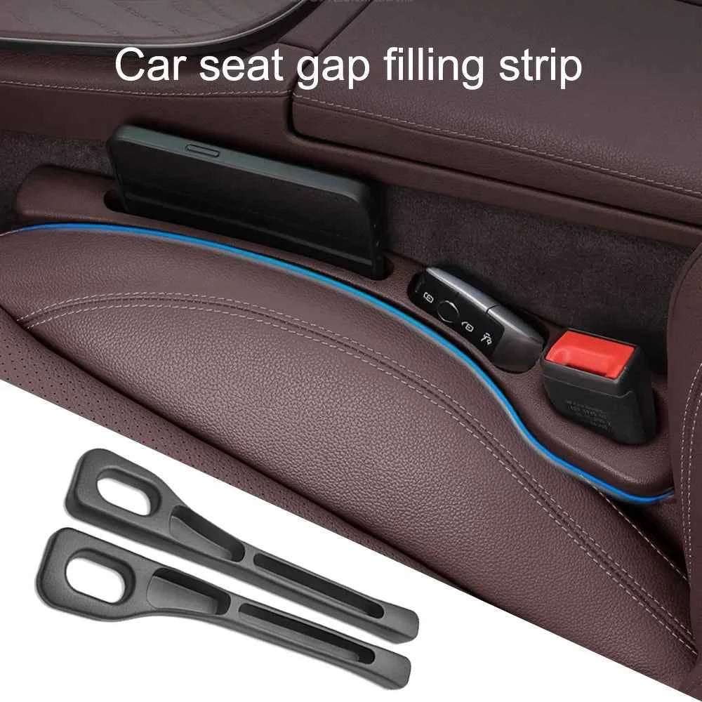 2pc Car Seat Gap Filler Organizer Pu Waterproof Car Seat Gap Plug Strip with 2 Grooves Seat Gap Storage Auto Interior Accessorie