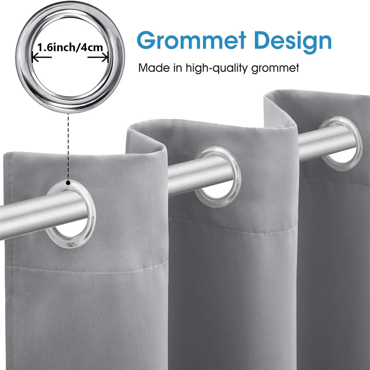 4 Panels Set Grommet Blackout Curtains for Bedroom and Living Room - Thermal Insulated Room Darkening Curtains