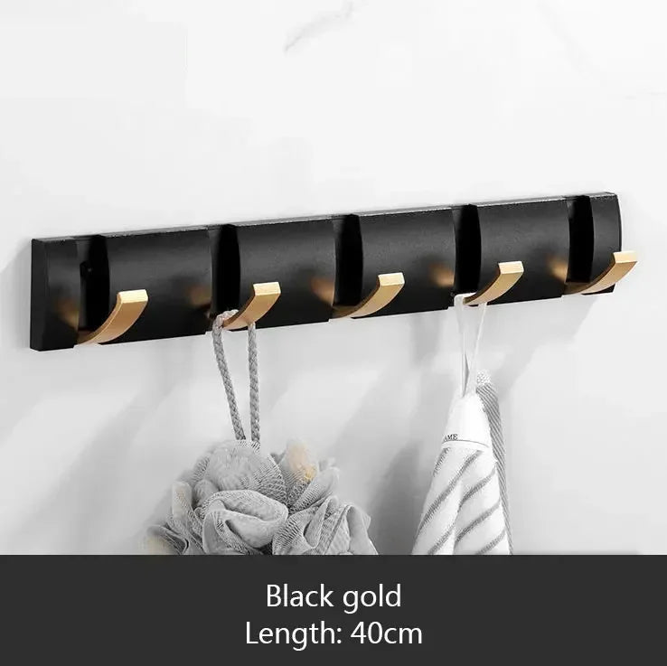 Bathroom Black Golden Hook Folding No Punch Installation Wall Mounted Rack Hooks Towel Clothes Holder Racks Hooks Bedroom