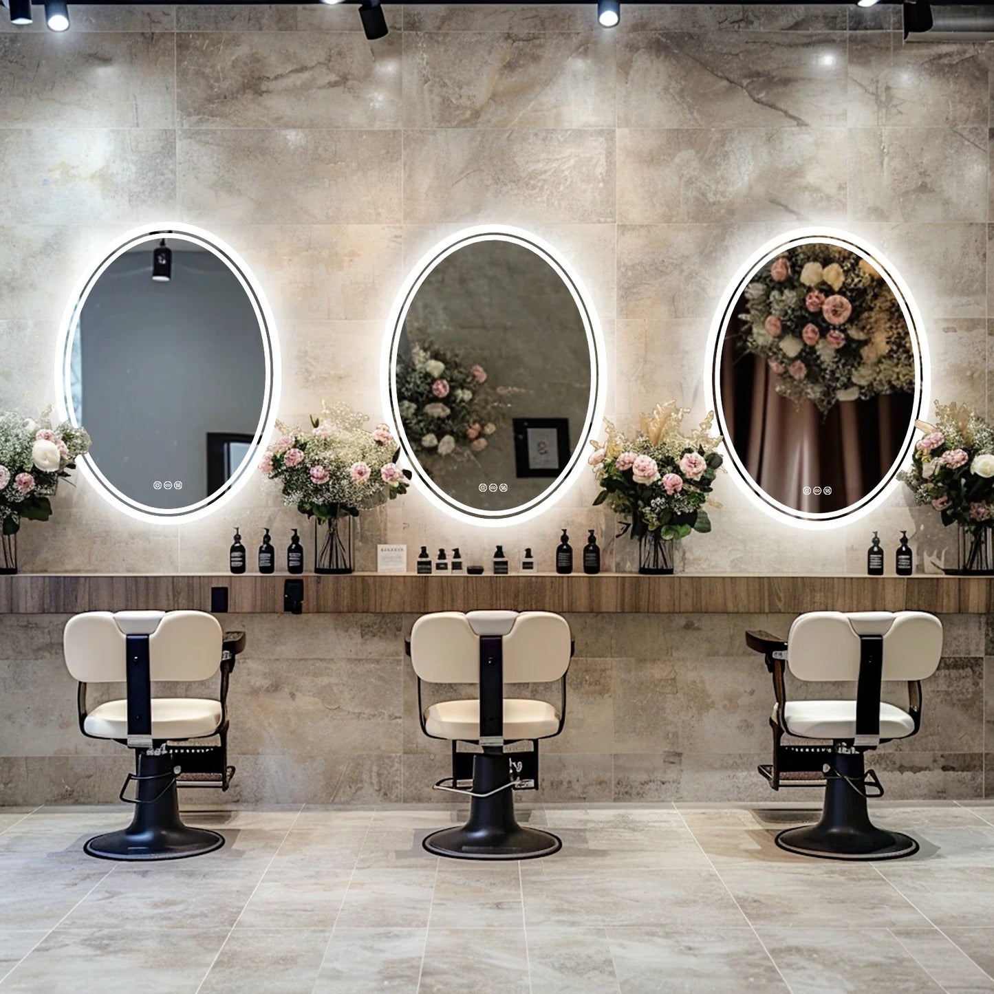 Ultra Bright Oval LED Bathroom Mirror, Anti-Fog, Dimmable, Backlit, Lighted Vanity Mirror, 3 Touch Switch, 28 ", 32"