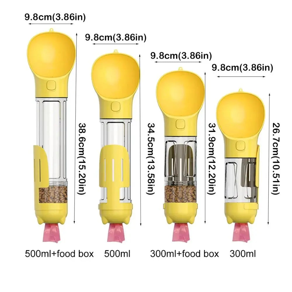 300/500ml Pet Water Food Dispenser 3 in 1 with Trash Bag Box and Shovel Pet Dog Water Bottle Leak Proof Dog Food Feeder Cat