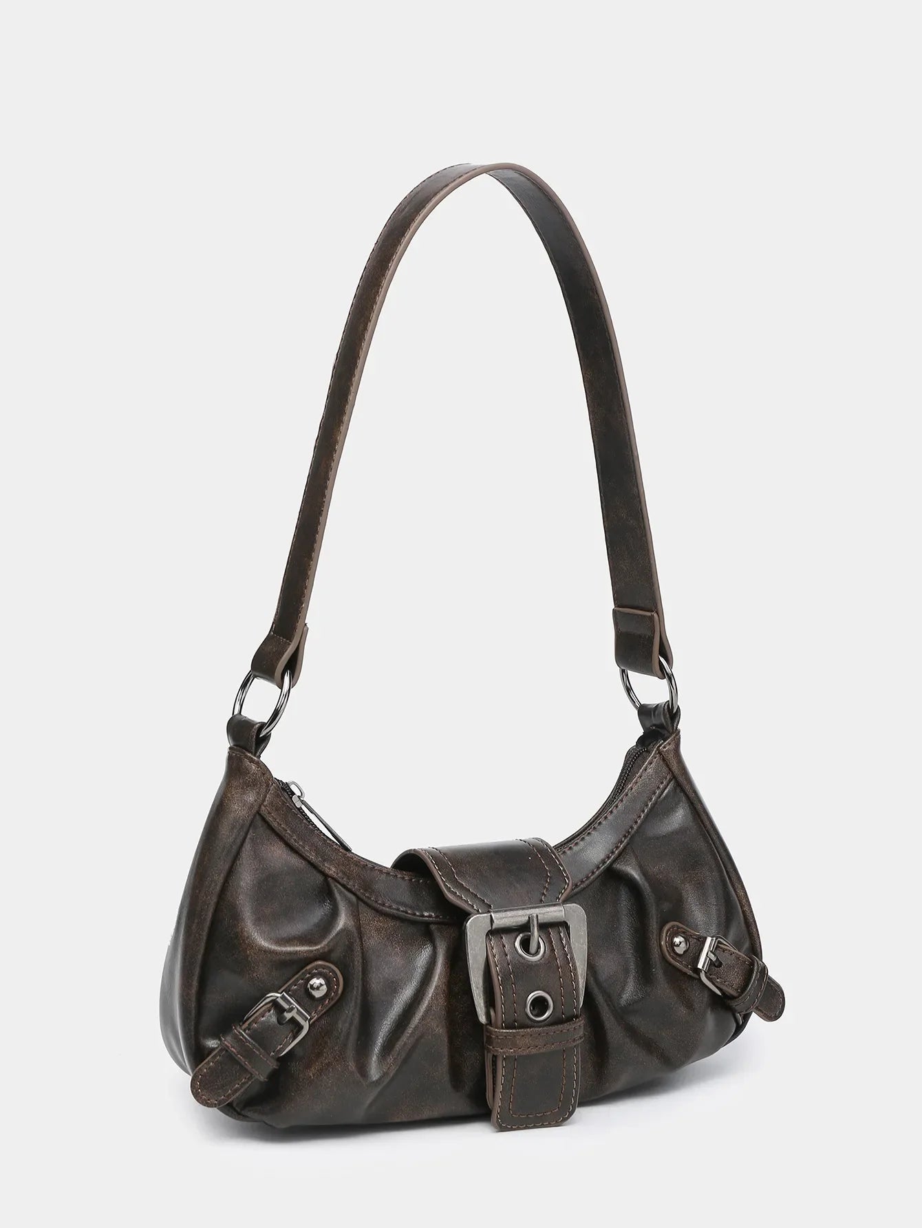 Hot Selling Maillard-Style Retro Small Bag Spicy Girl Y2K Wasteland-style Vintage Leather Shoulder Armpit Bag 2025