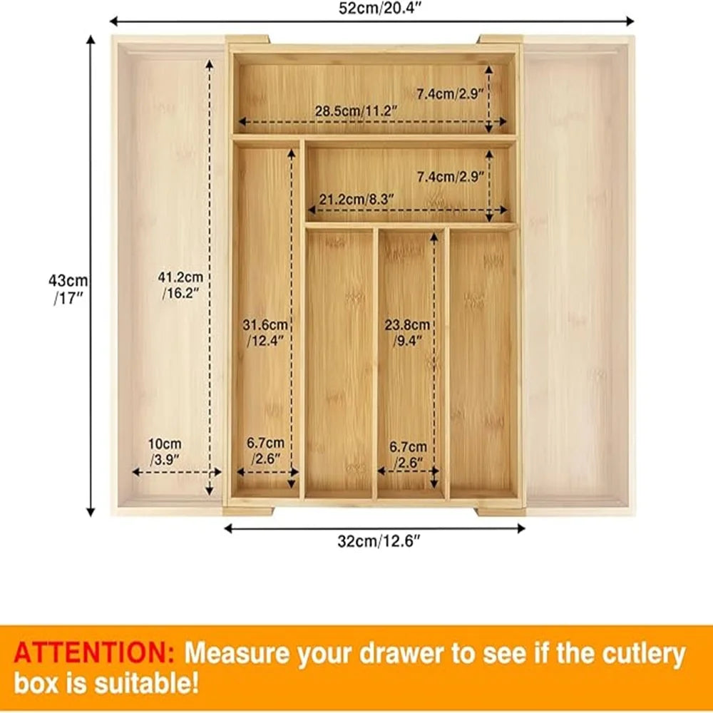 Bamboo Cutlery Expandable Divide Storage Trays Rack Neat Elegant Kitchen Drawer Organizer Furniture Accessories ，Picnicking out