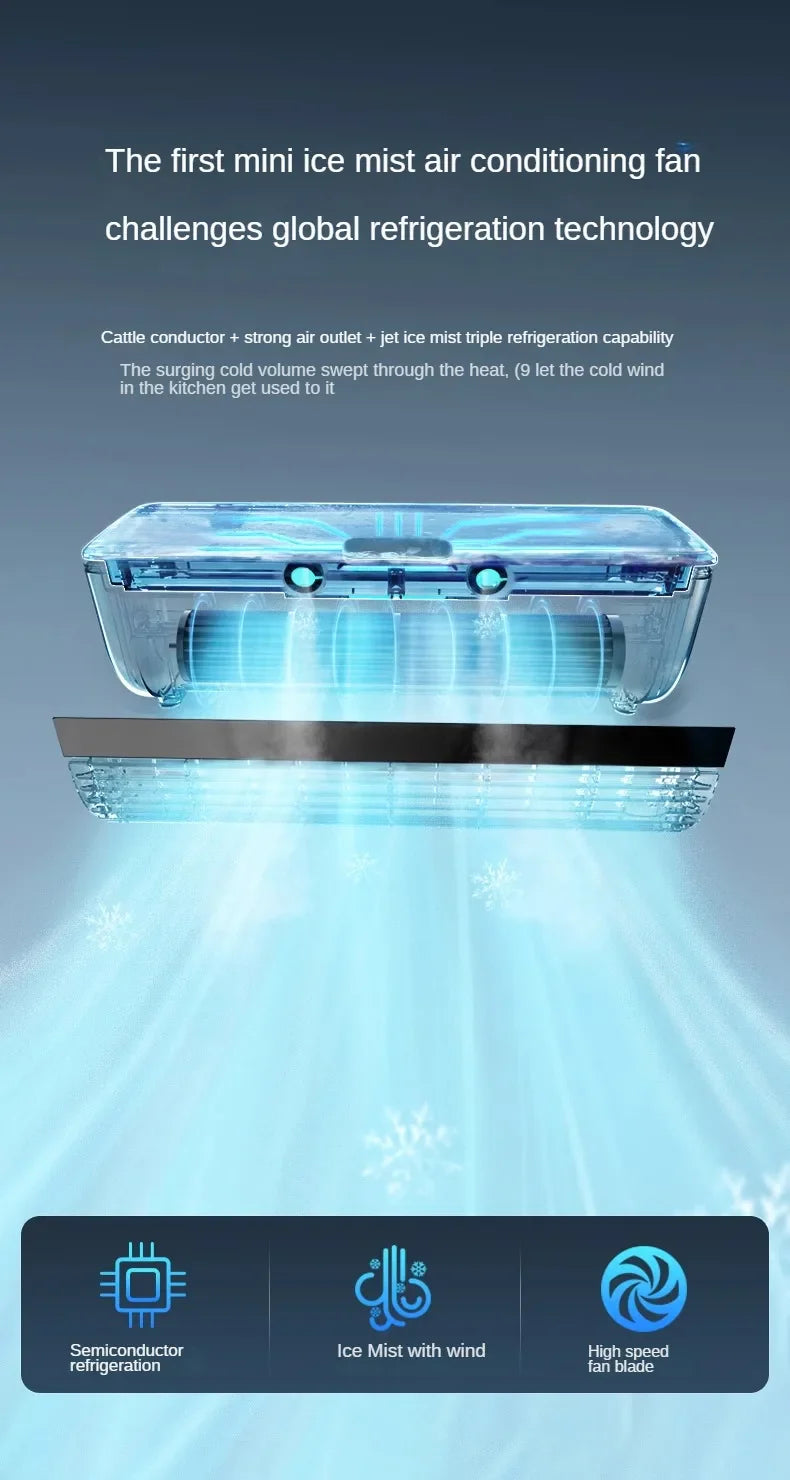 Kitchen Air Conditioning Refrigeration Wall-Mounted Fan Large Wind Rechargeable Fan Household Stand Remote Control Portable Fan