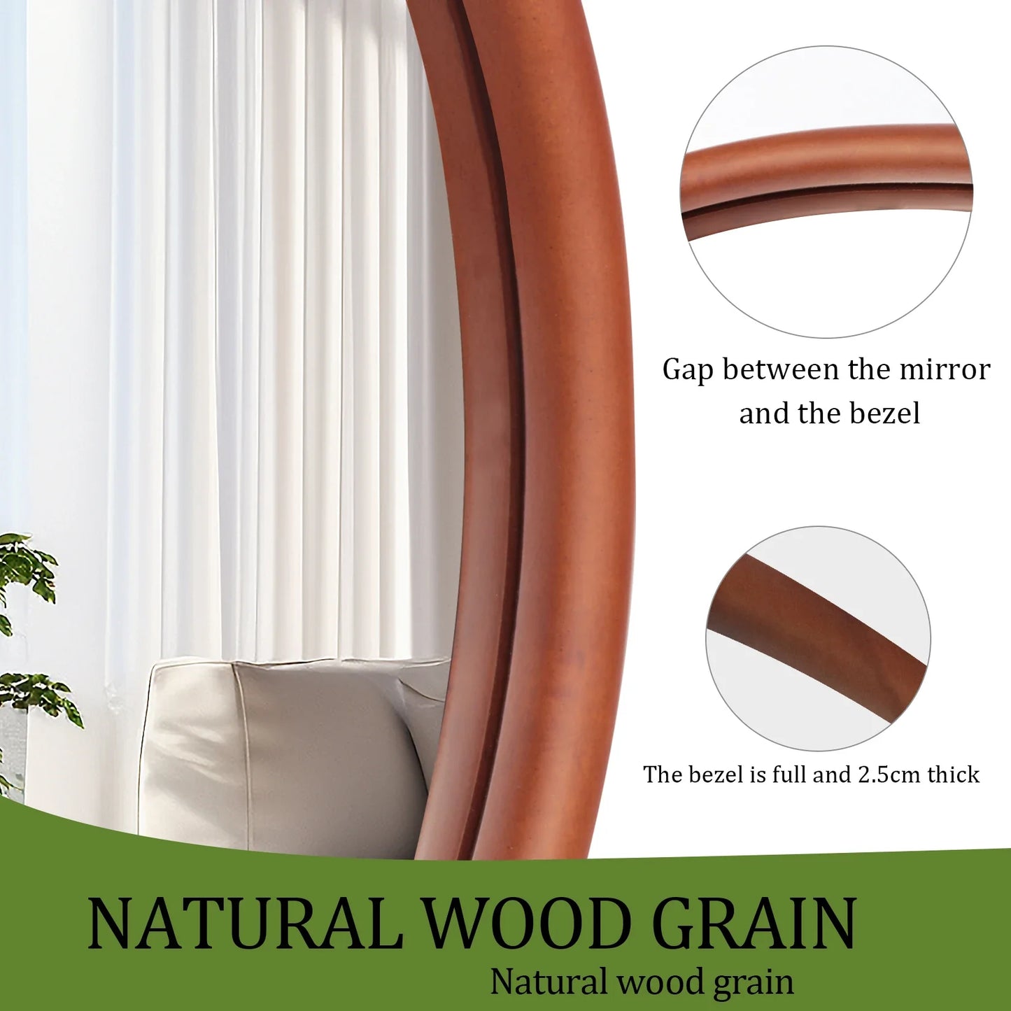 Irregular Wall Mirror Decorative Large Accent Mirror Vanity with Solid Wooden Frame for Livingroom Diningroom Bedroom Hallway