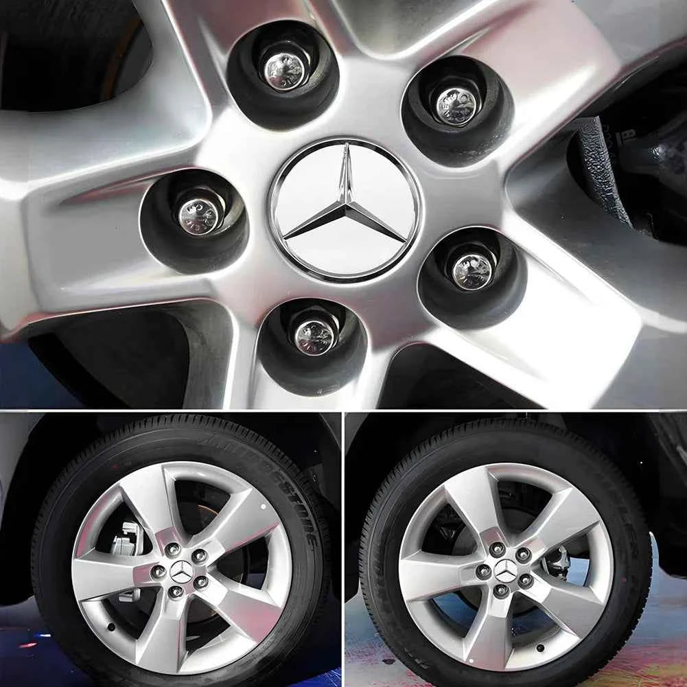 4/8Pcs Car Wheel Center Caps Silver 75MM Rims Wheel Center Caps Wheel Center Hub Caps Emblem for Benz All Models