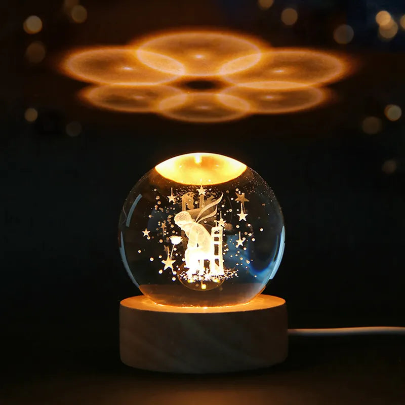 3D Crystal ball Planet Night Light