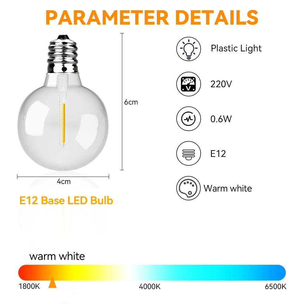 White Cable G40 String Light