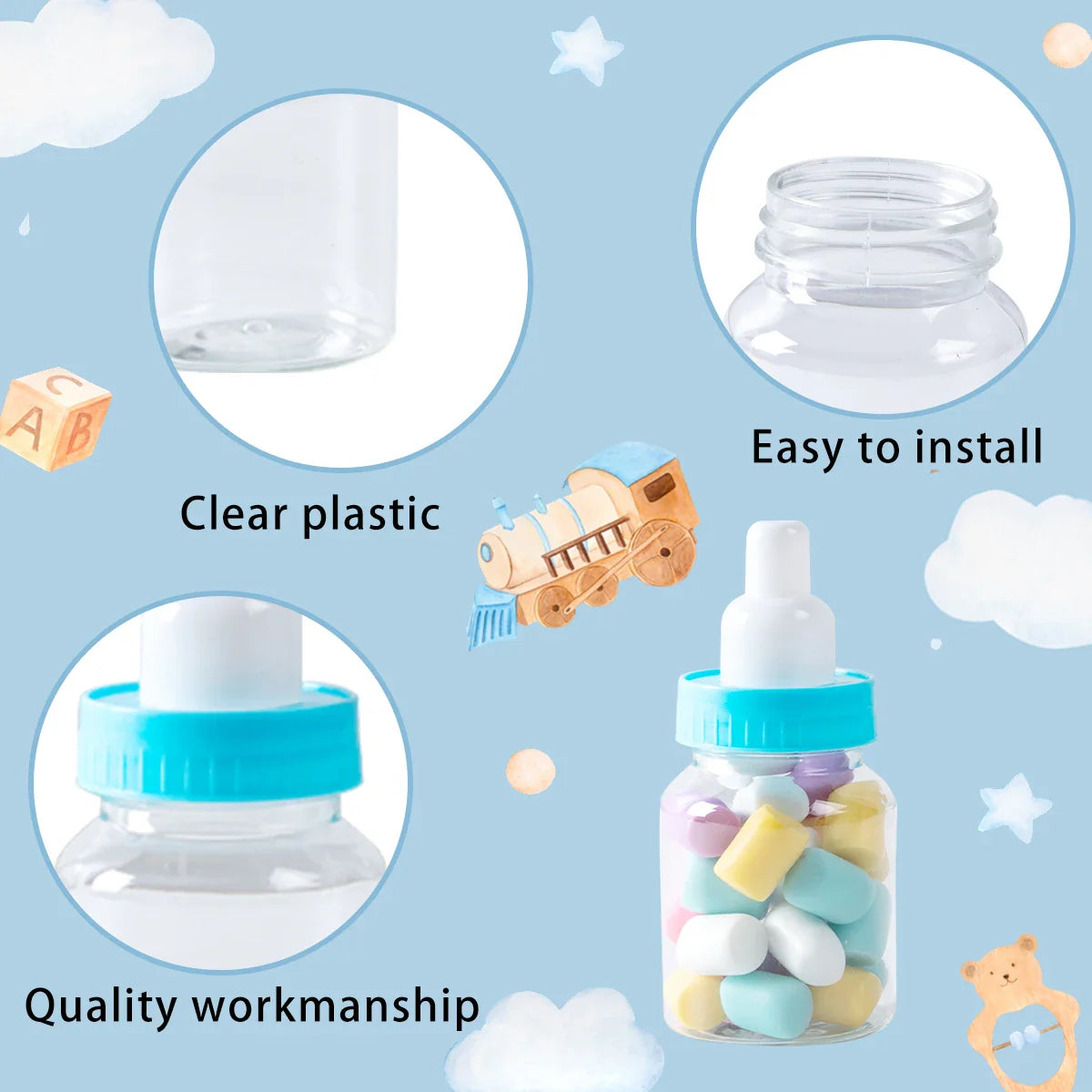 Baby Shower Candy Bottles - Pink Blue Gender Reveal Party Favors