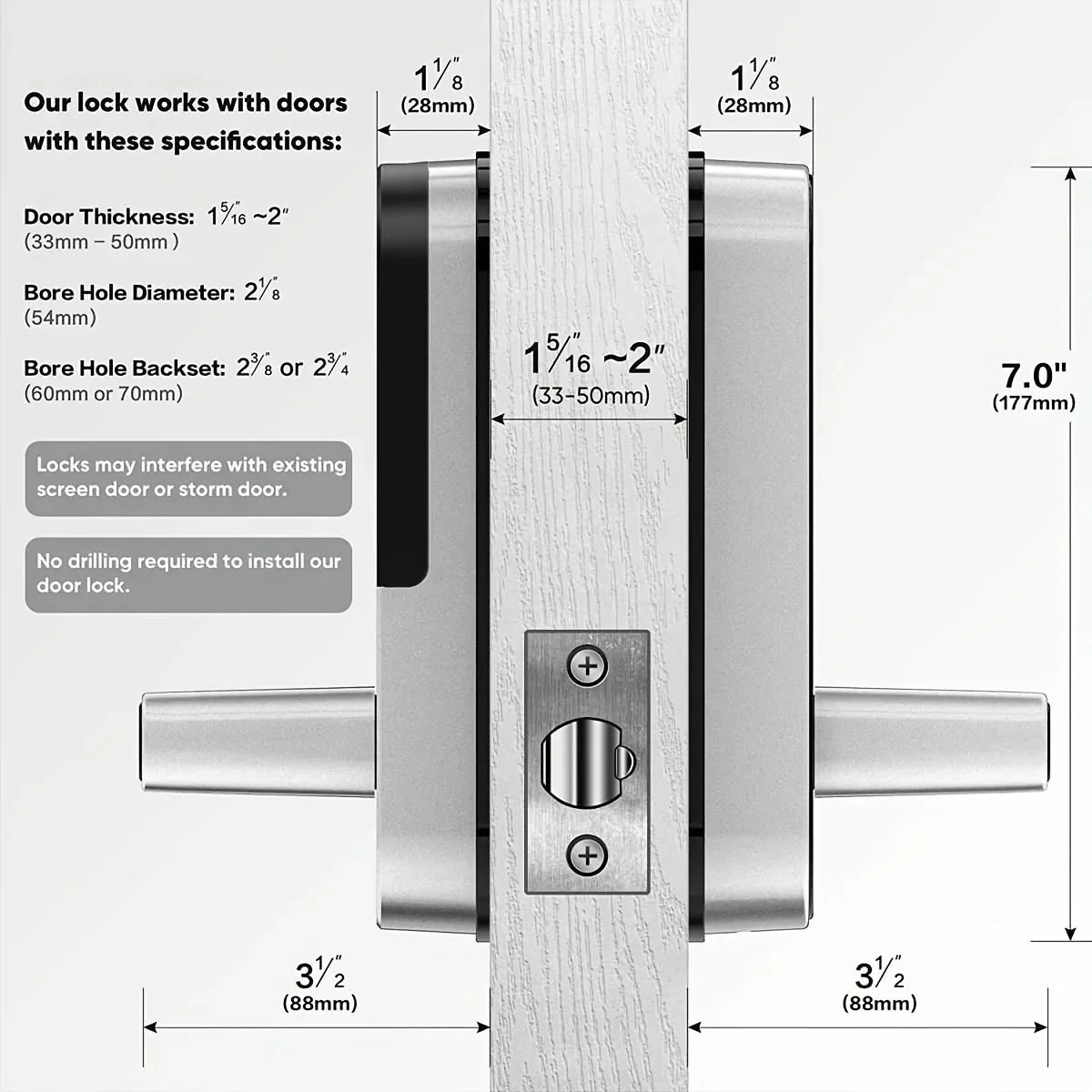 Smart Fingerprint Door Lock App Remote Control Keyless WIFI Digital Touchscreen Lock
