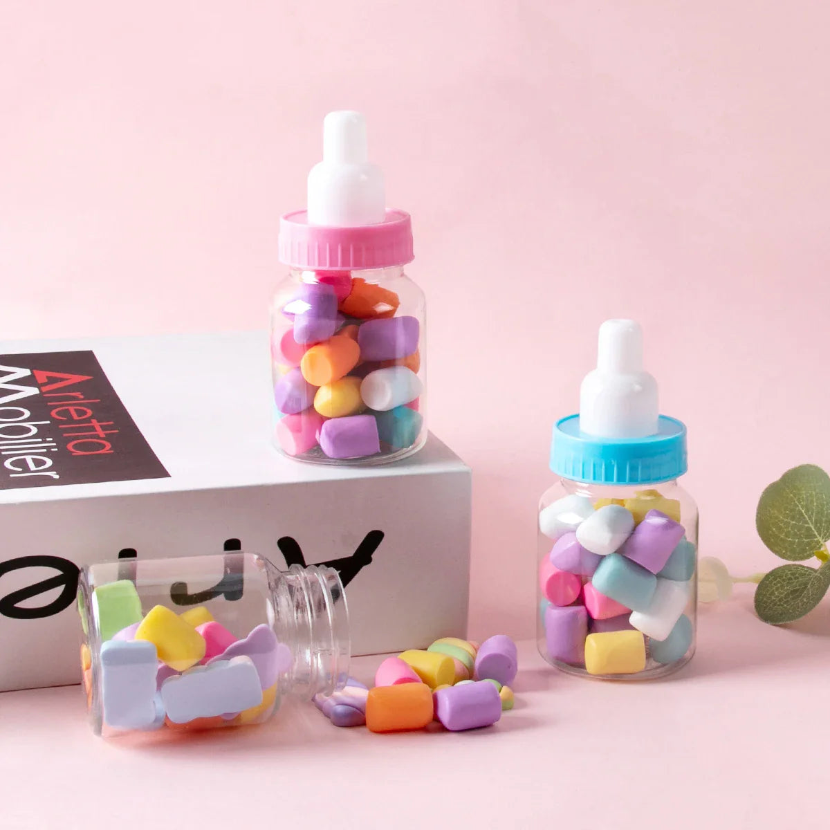 Baby Shower Candy Bottles - Pink Blue Gender Reveal Party Favors