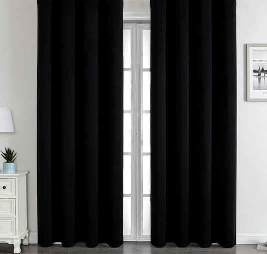 Black High Blackout  Curtains for Living Room Finished Window Curtains for Bedroom