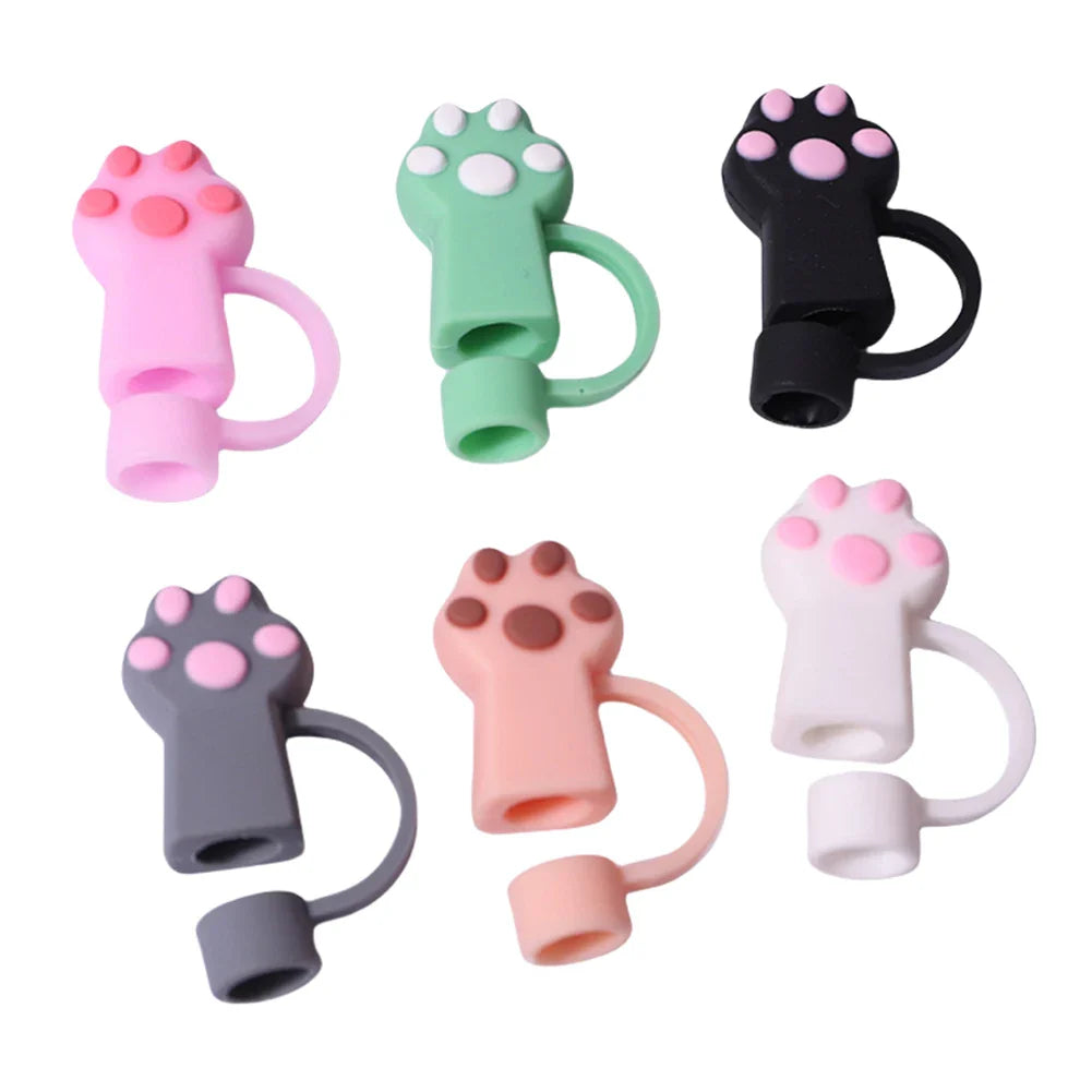 6Pcs Silicone Cat Paw Straw Covers Dust-Proof Cat Paw Straw Caps Cat Paw Straw Toppers for Stanley 30/40oz Tumbler Accessories