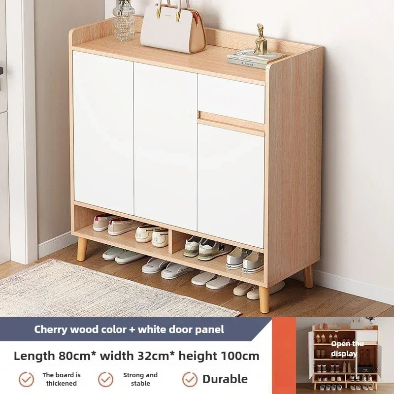 Corridor Shoe Cabinet At The Entrance of The Home Corridor Indoor Entrance Door Entrance Cabinet New Solid Wood Rack Shoe Shelf