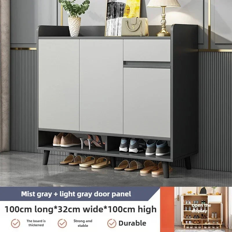 Corridor Shoe Cabinet At The Entrance of The Home Corridor Indoor Entrance Door Entrance Cabinet New Solid Wood Rack Shoe Shelf