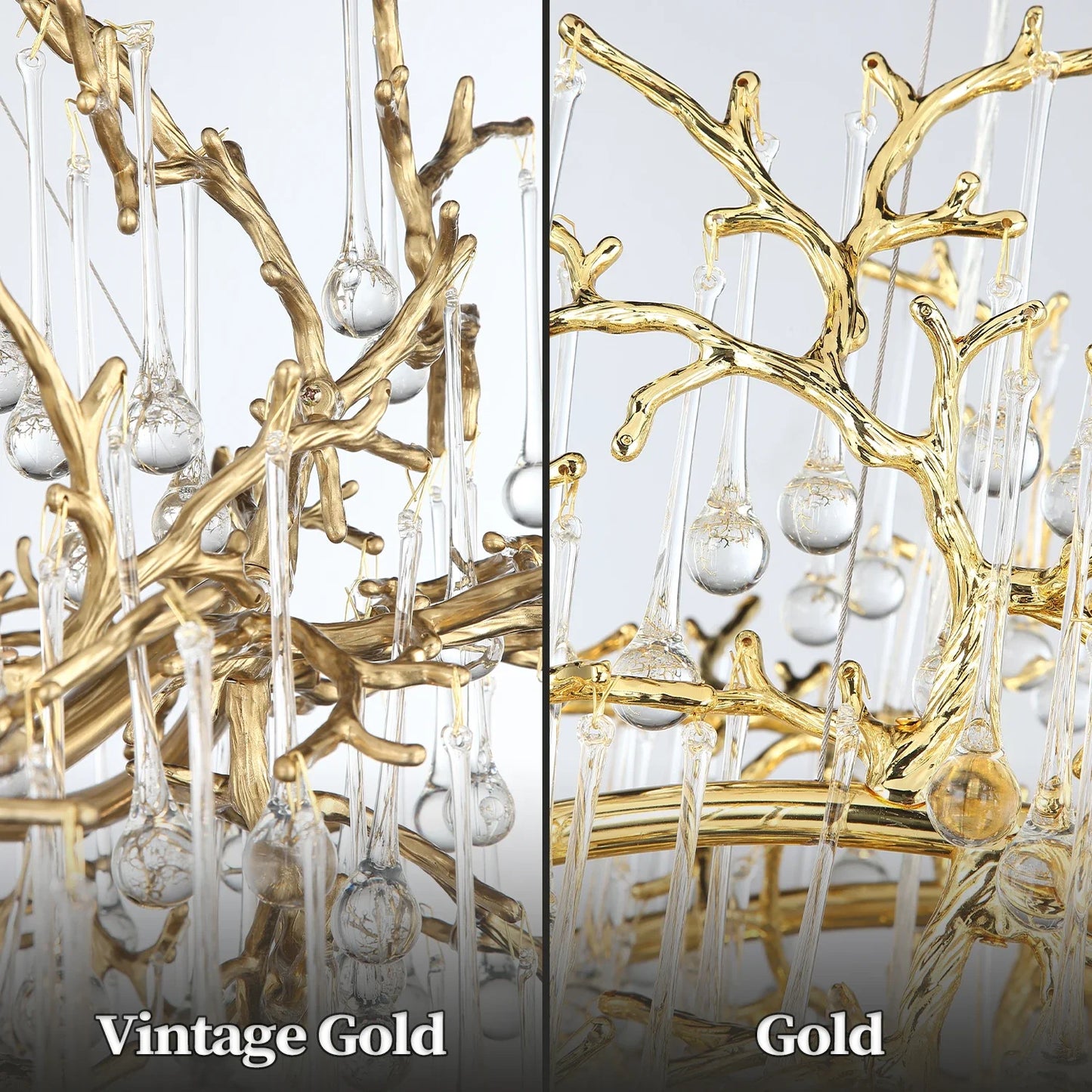 Large Vintage Golden Ceiling Crystal Chandelier