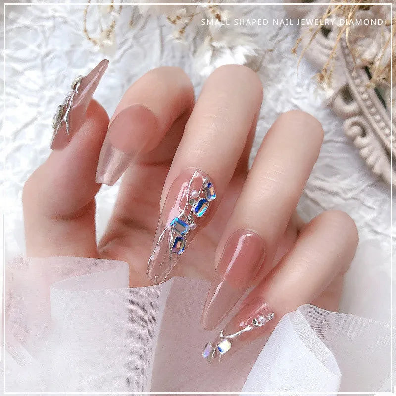 300/100pcs Mini Nail Art Rhinestones Crystal Acrylic Flatback Diamonds Mixed Shape Sparkle DIY Nail Luxury Manicure Accessories