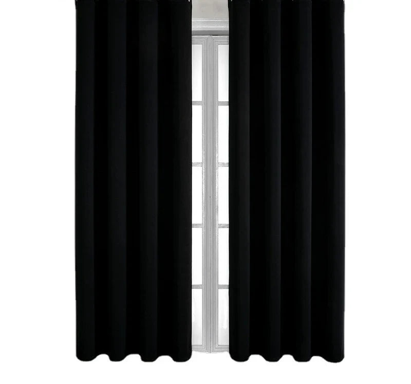 Black High Blackout  Curtains for Living Room Finished Window Curtains for Bedroom
