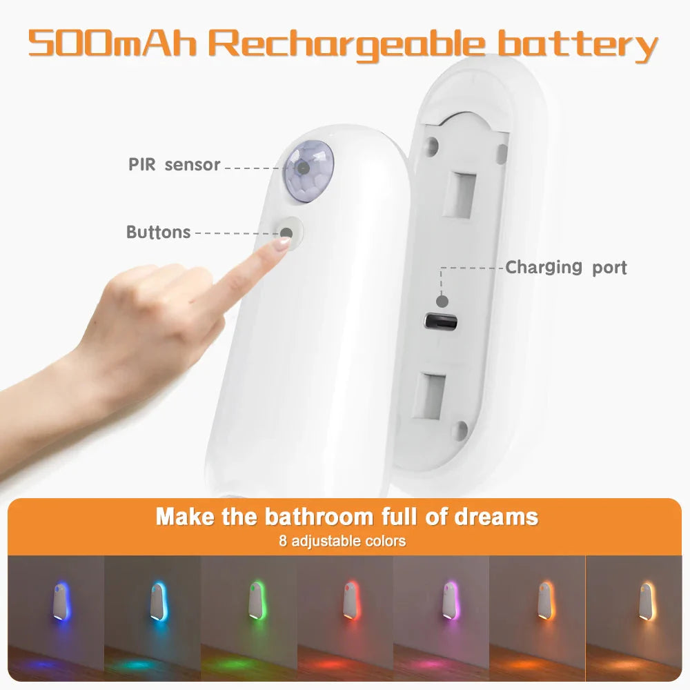 LED Smart Motion Sensor Night Light, Toilet Seat Lights
