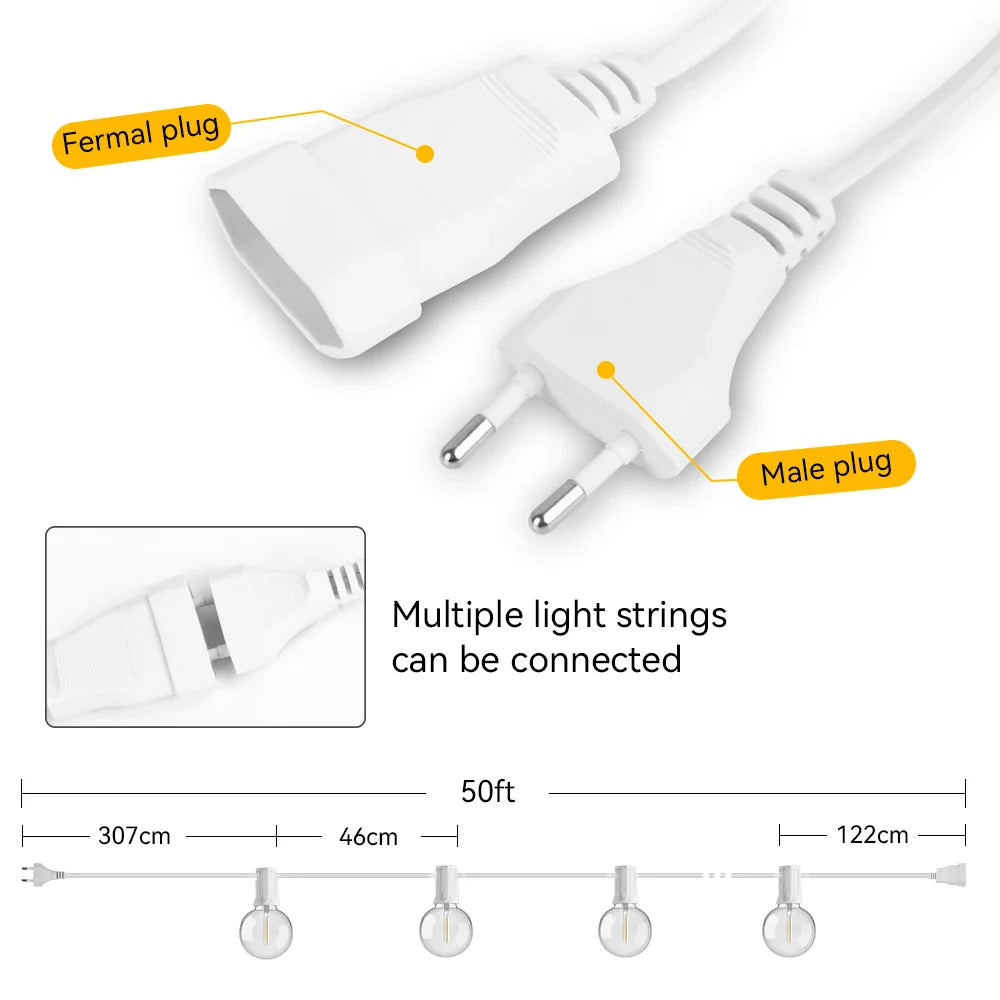 White Cable G40 String Light