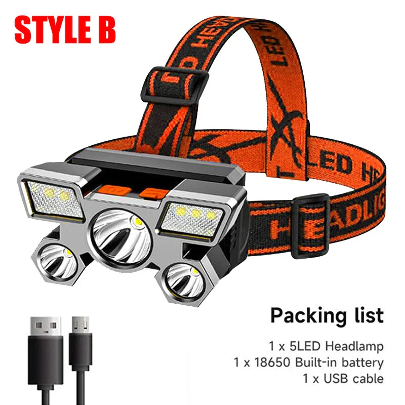 5 LED Headlamp Rechargeable