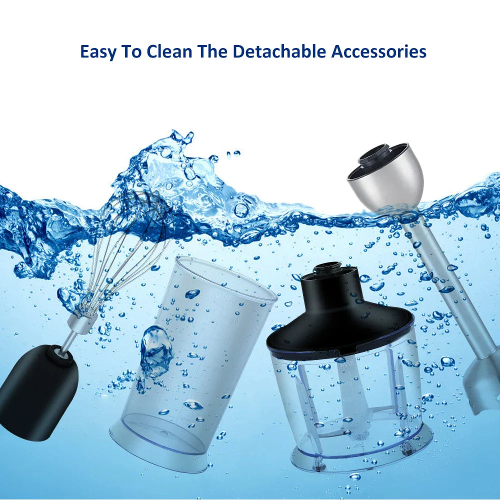 BioloMix 1200W 5-in-1 Immersion Hand Stick Blender Mixer Vegetable Meat Grinder 800ml Chopper Whisk 600ml Smoothie Cup