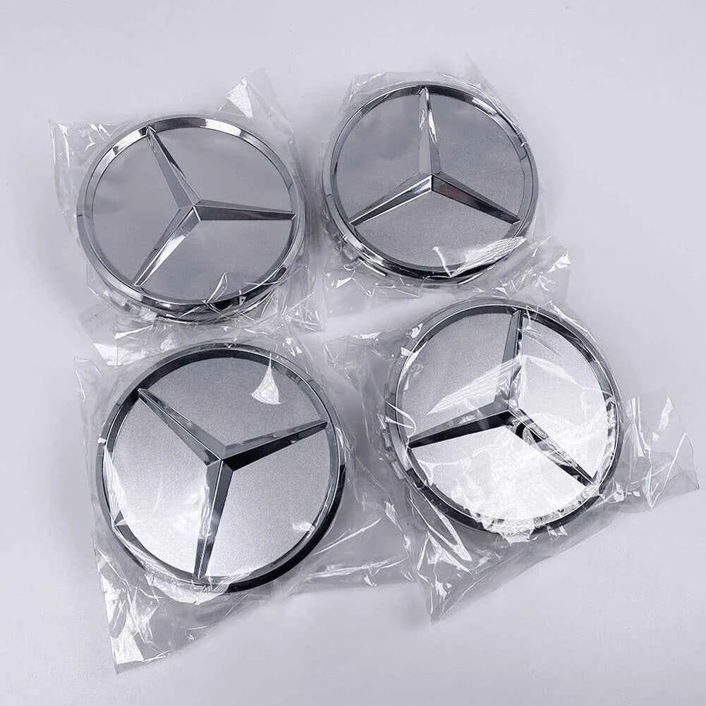 4/8Pcs Car Wheel Center Caps Silver 75MM Rims Wheel Center Caps Wheel Center Hub Caps Emblem for Benz All Models