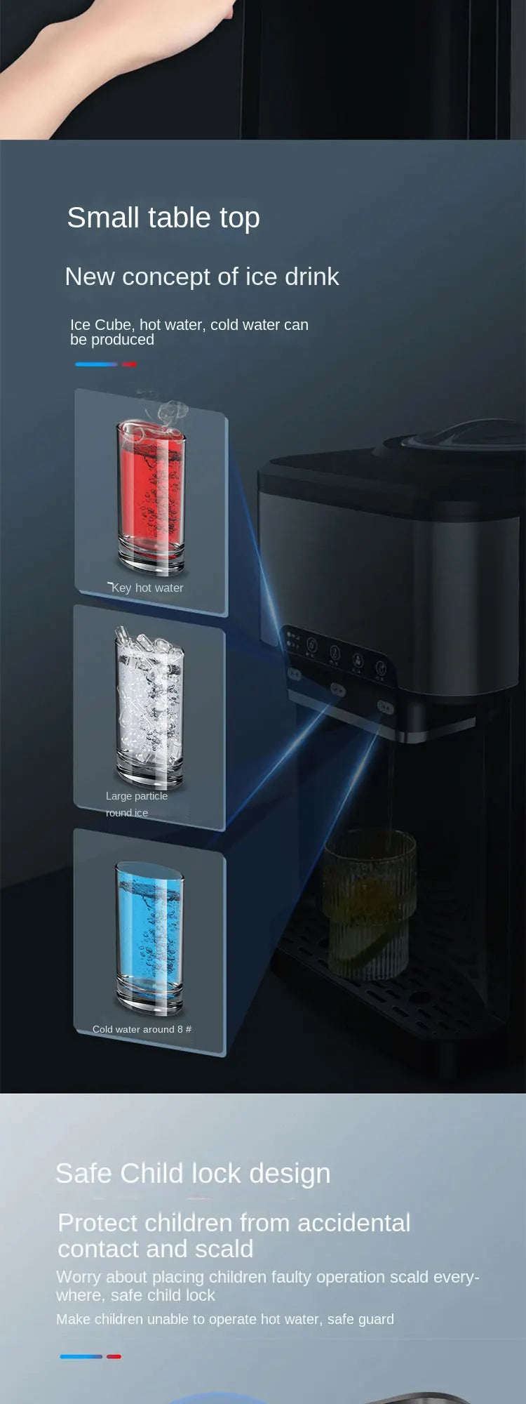 Drinking Water Ice Maker 48lbs Daily Ice Cube Makers Stainless Steel Ice Makers Countertop Tabletop Ice Maker Machine
