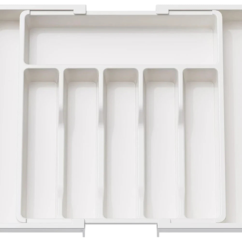 Adjustable Flatware Tableware Organizer Expandable Utensil Tray with Dividers Utensil Holder Storage Tray for Spoons Fork Knives