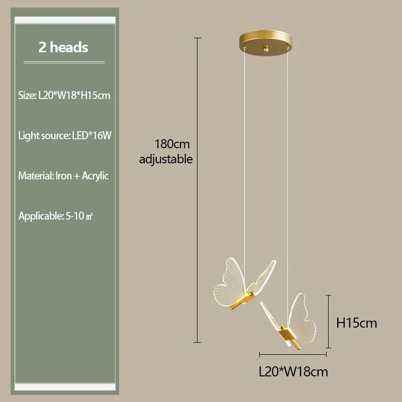 Modern Transparent Butterfly Ceiling Chandeliers Luxury Designer Pendant Lights