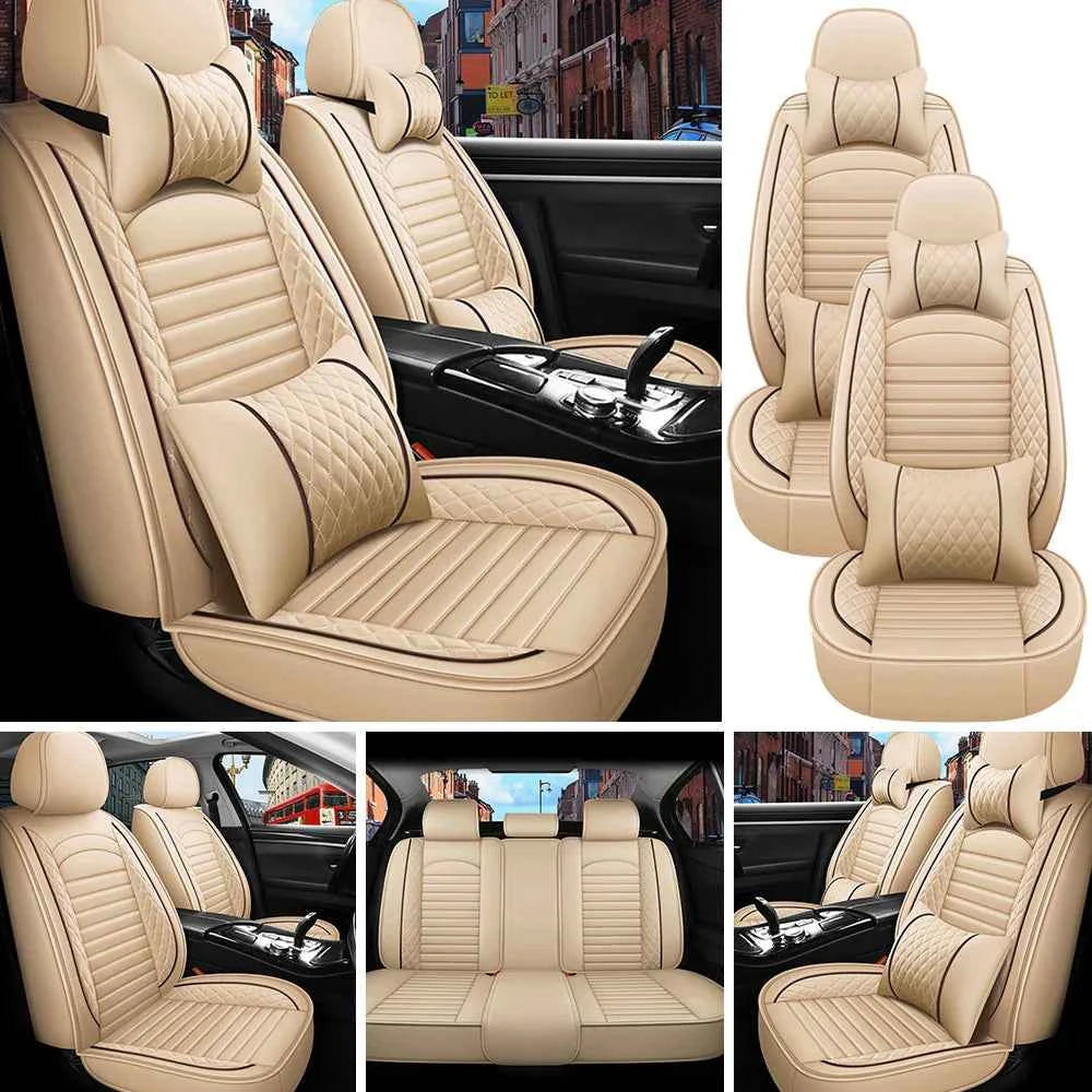 5-Seats PU Leather Universal Car Seat Covers Full set Front Rear Seat Cushion
