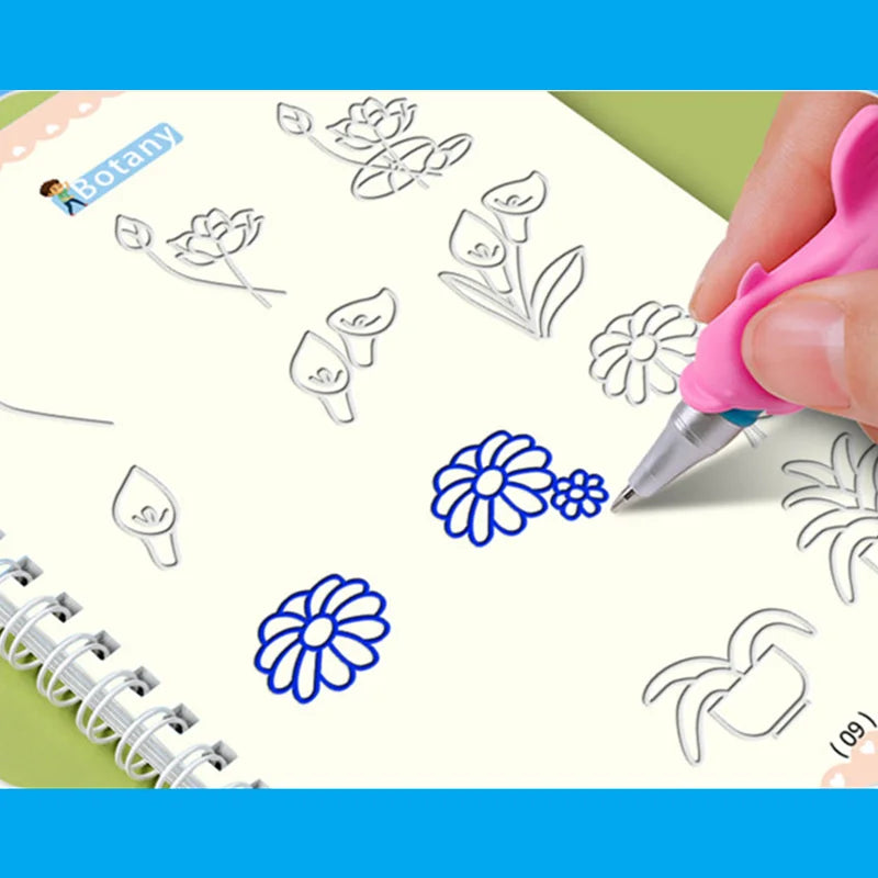 Magic Copybook Drawing Toys for Kids Montessori Reusable Pen Control Training Writing Sticker Learning Educational Toy Children