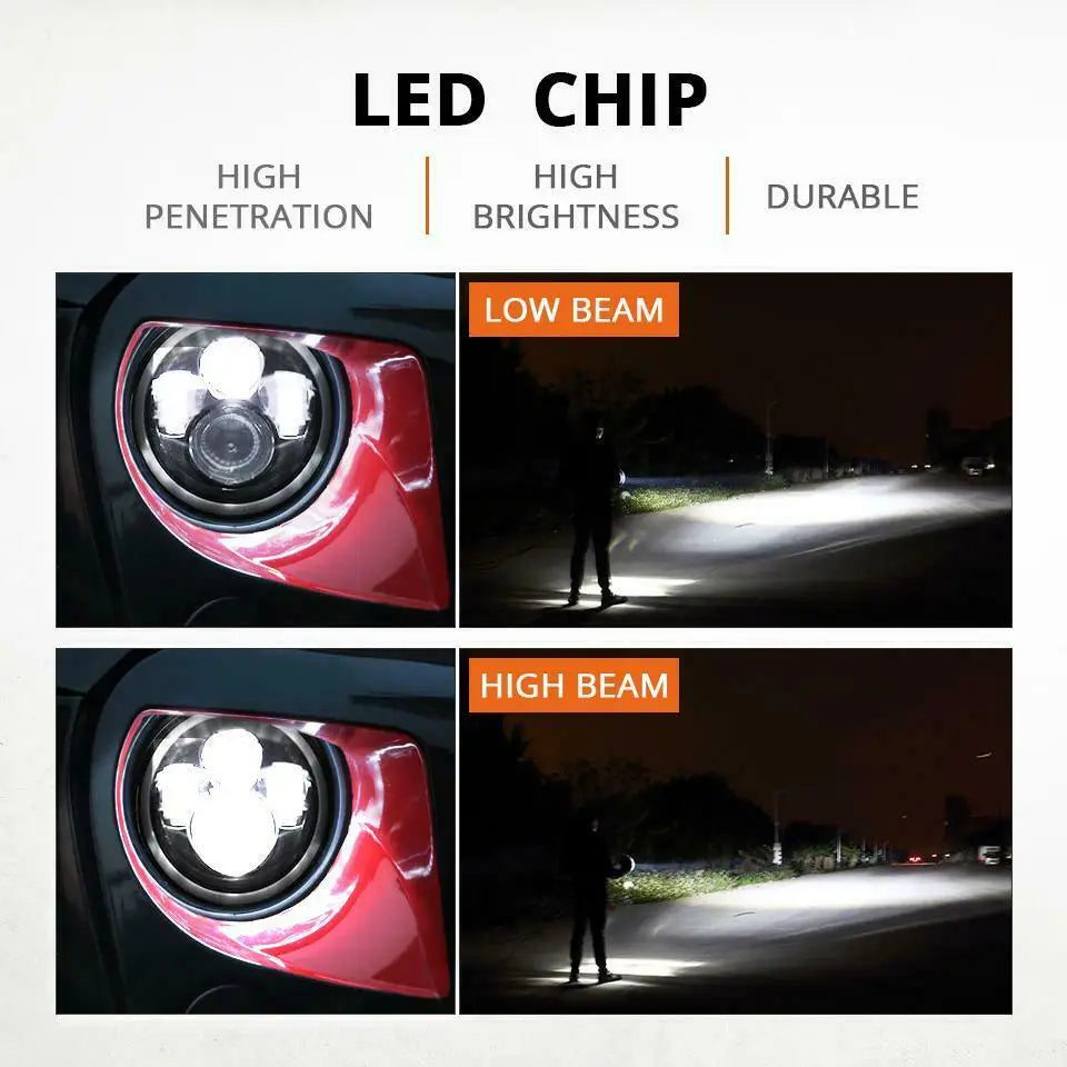 7 inch Moto LED Headlight For Harley Bike With 4-1/2"4.5" LED Passing Lamps Fog Lights 7"Bracket Mounting Ring Motorcycle