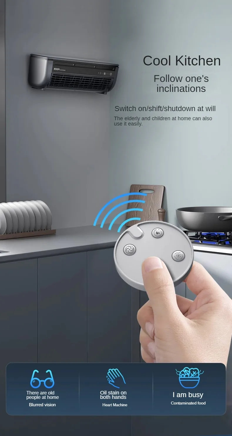 Kitchen Air Conditioning Refrigeration Wall-Mounted Fan Large Wind Rechargeable Fan Household Stand Remote Control Portable Fan