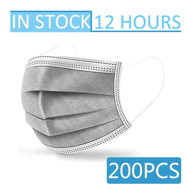 Black Disposable Mask Industrial 3 Layer Ply Filter Mask Adult Adjustable Mouth Face Masks Mascarillas Quirurgicas Homologadas