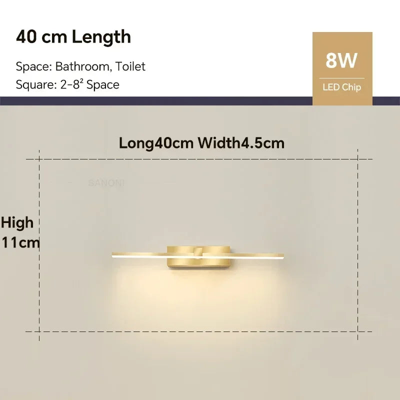Modern LED Wall Light Bathroom Hardware Wall Lamp