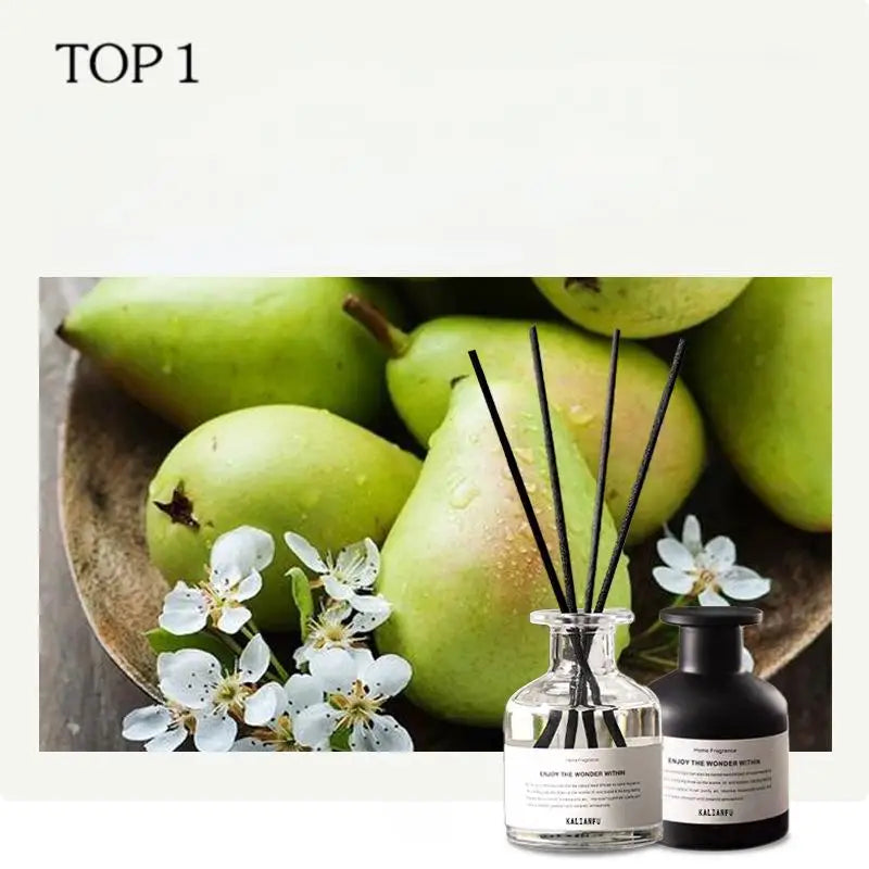50ML Flameless Home Fragrance Room Freesia Jasmine Fragrance Oil with Rattan Diffuser Stick Home Room Air Freshener Deco