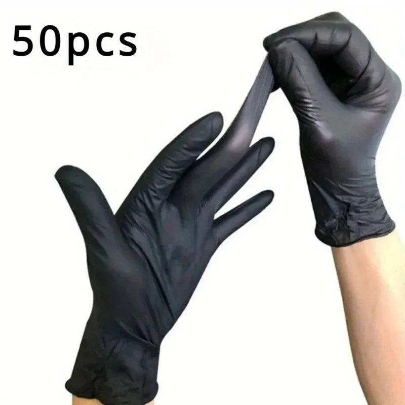Black Disposable Nitrile Gloves, Household Cleaning Disposable Nitrile Gloves, Hairdressing and Nail Art Tools
