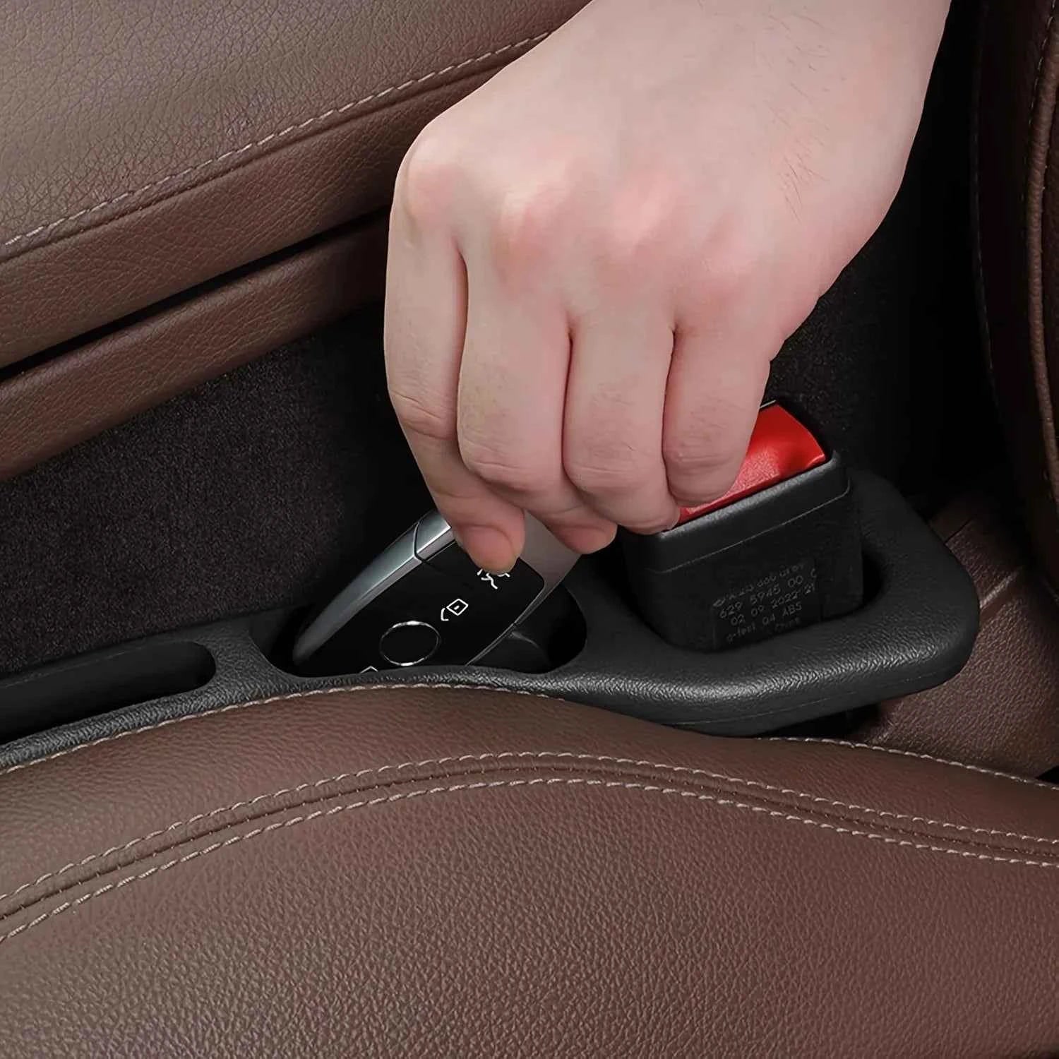 2pc Car Seat Gap Filler Organizer Pu Waterproof Car Seat Gap Plug Strip with 2 Grooves Seat Gap Storage Auto Interior Accessorie