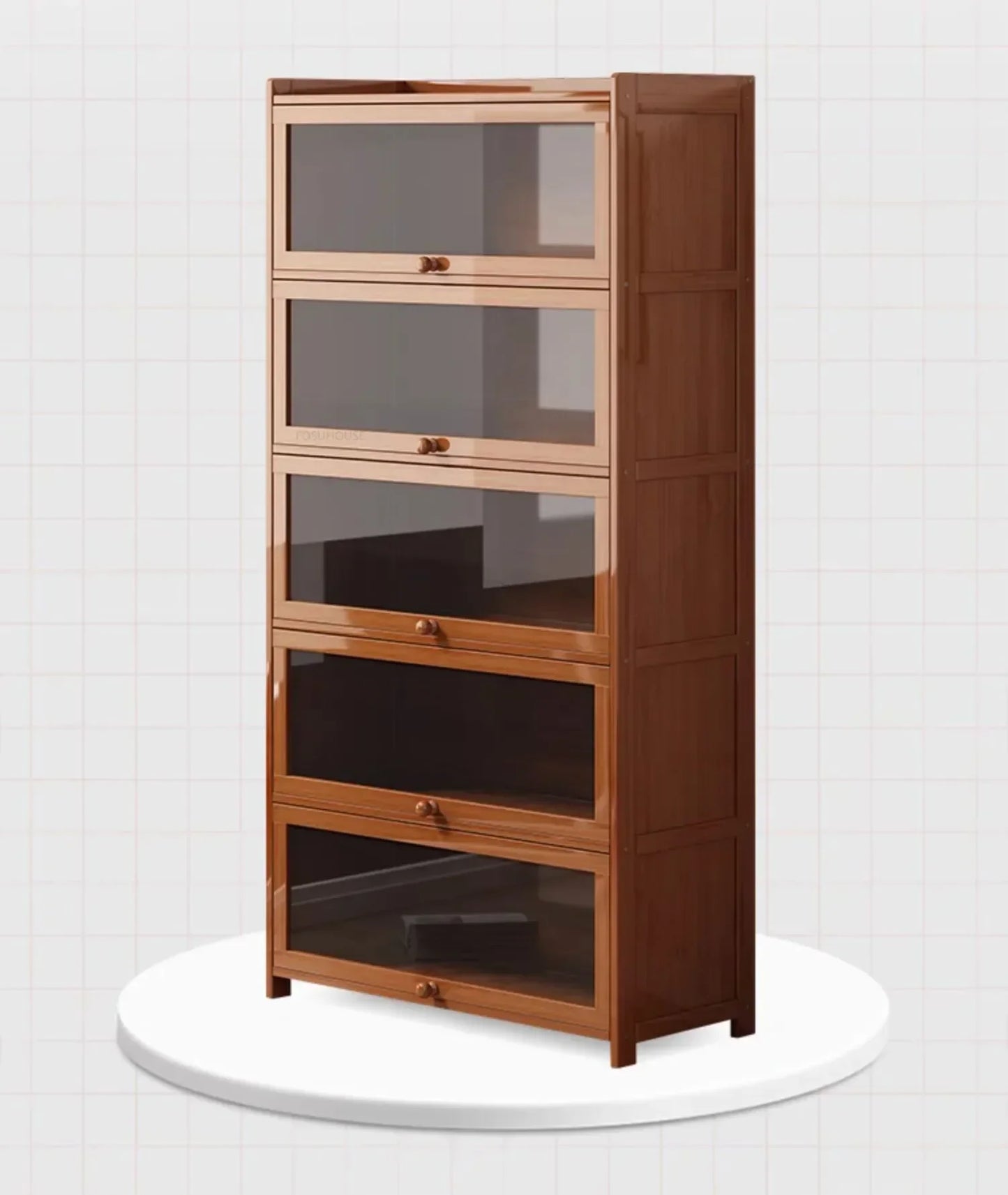 Japanese Home Furniture Bamboo Bookcases Organizer Multi-layer Storage Shelf Simple Retro Bookshelf With Door Modern Office Desk