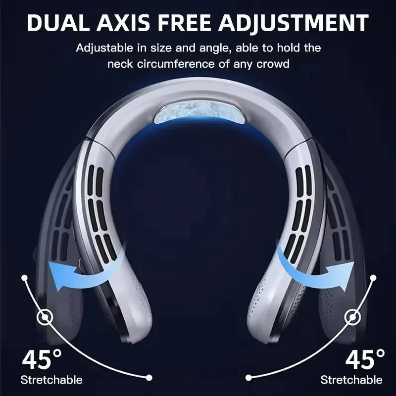 5000mAh Portable Mini Hanging Neck Fan Bladeless Neckband Fan Digital Display Power Air Cooler USB Rechargeable Electric Fans