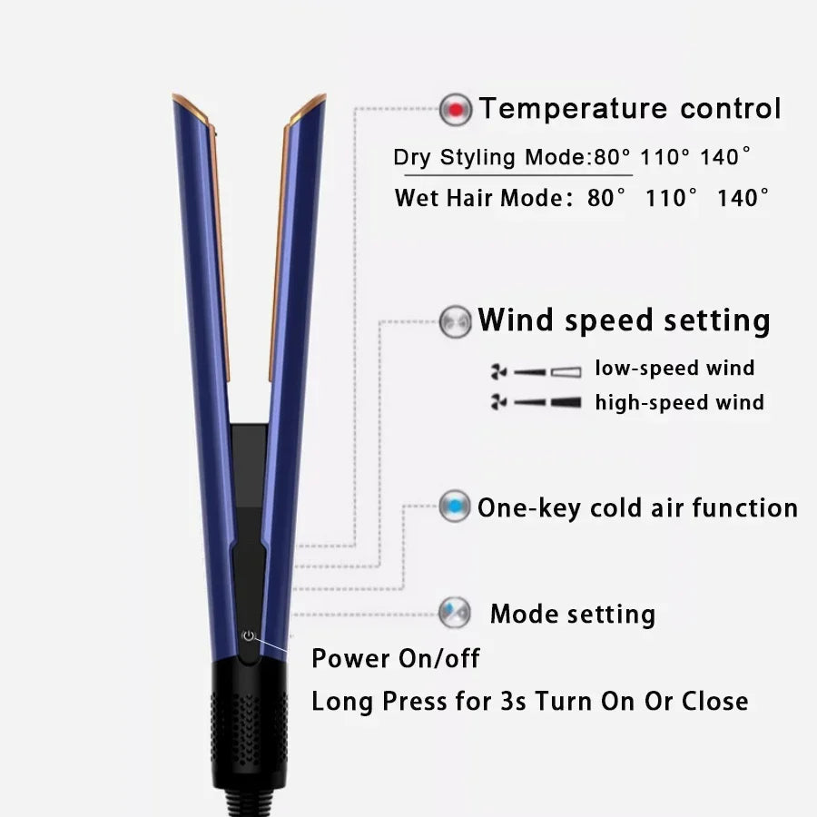 2-in-1 Hair Straightener and Dryer Combo - Negative Ion Heating Flat Iron for Quick, Long - Lasting Hair Styling at Home，salon