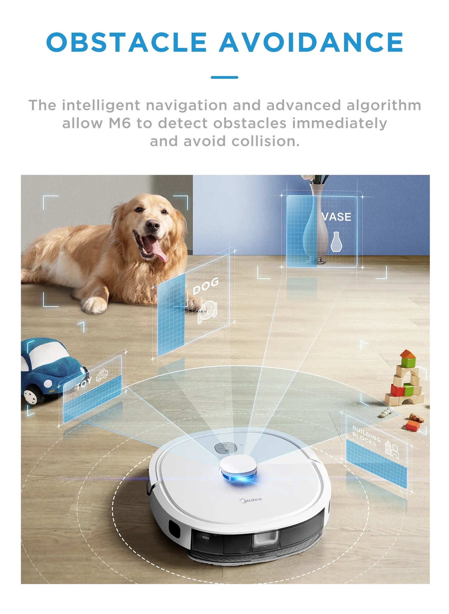 Midea M6 2-in-1 Robot Vacuum Cleaner and Mop Carpet Cleaner LiDAR Multi-Level Mapping Technology Powerful Suction