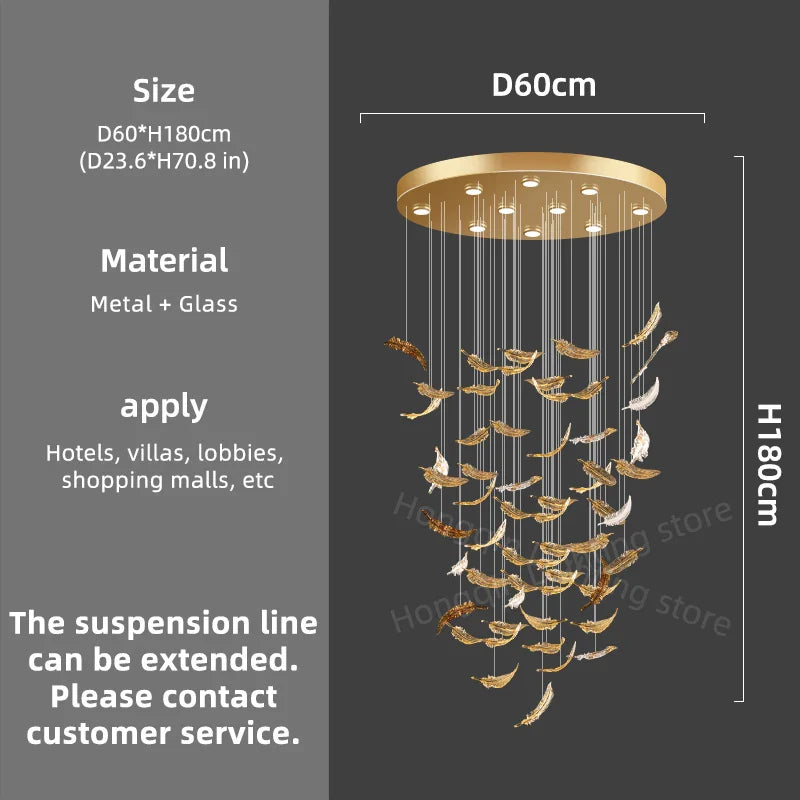 luxury Glass Hanging  Led Chandelier