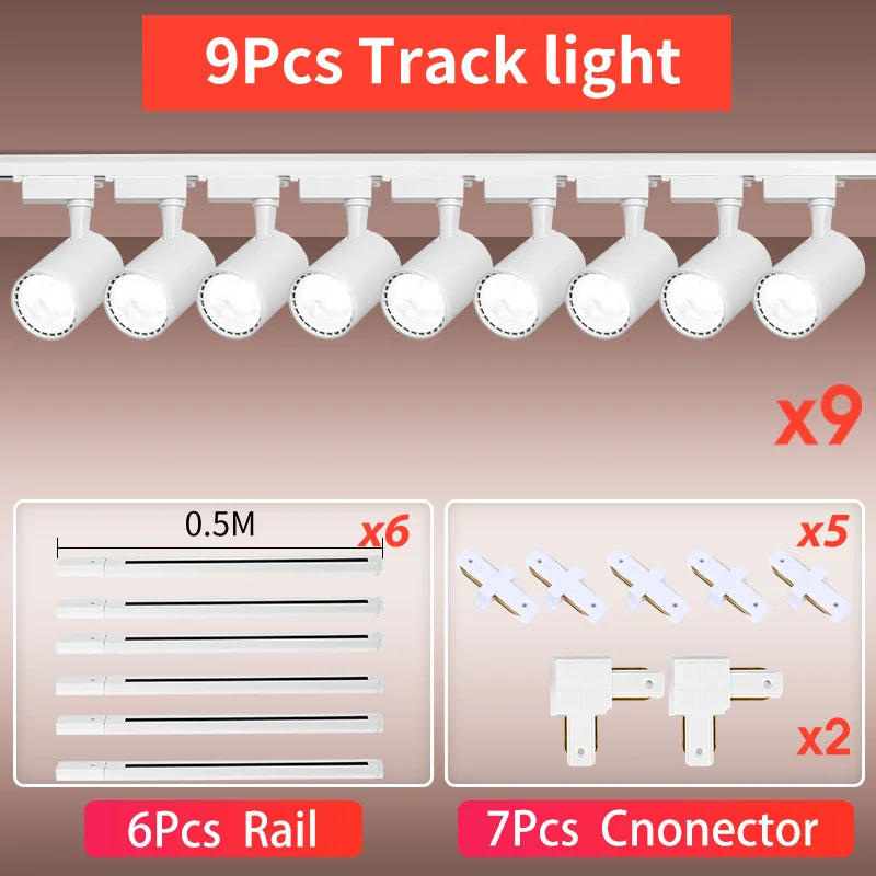 Whole Set 220V Led Track Light Fixture Rail Lighting System