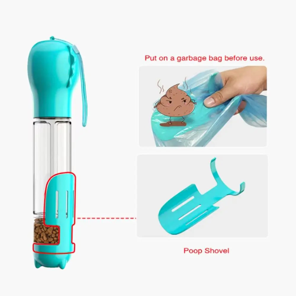300/500ml Pet Water Food Dispenser 3 in 1 with Trash Bag Box and Shovel Pet Dog Water Bottle Leak Proof Dog Food Feeder Cat