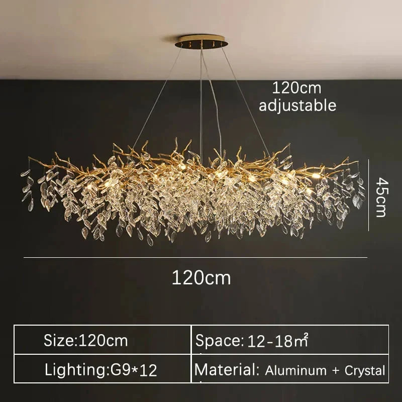 Luxury Gold Crystal LED Ceiling Pendant Lamps Indoor Villa Lights Fixture