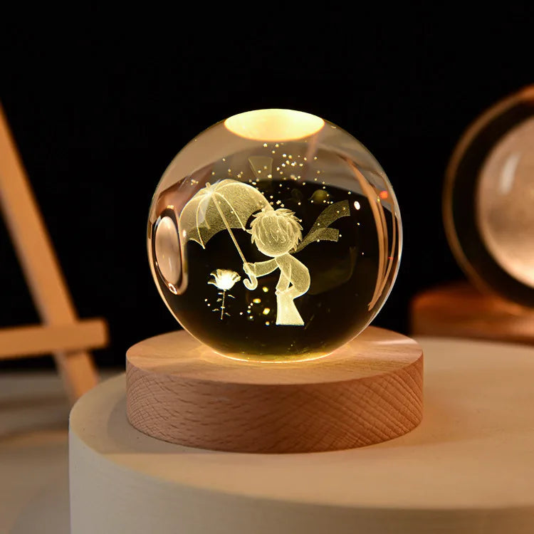 3D Crystal ball Planet Night Light