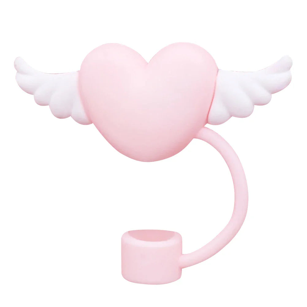 6Pcs Cute Heart Straw Covers Reusable Heart Cup Straw Covers Heart Straw Tips Protectors for Stanley 30/40oz Tumbler Accessories